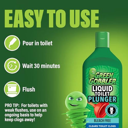 Green Gobbler Liquid Toilet Plunger | Clog Remover | Safe for Toilets and Septic - size: 1 pack
