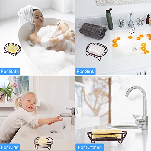 Soap Dish for Shower Bathroom Bar Soap Holder, Stainless Steel Self-draining Soap Rack Tray Saver Sponge Holder for Kitchen, Bath, Tub, Easy Cleaning, Extend Soap Life, Oval Bronze-1 Pack - color: Bronze-oval 1p