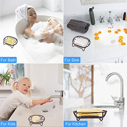 Soap Dish for Shower Bathroom Bar Soap Holder, Stainless Steel Self-draining Soap Rack Tray Saver Sponge Holder for Kitchen, Bath, Tub, Easy Cleaning, Extend Soap Life, Oval Bronze-1 Pack - color: Bronze-oval 1p