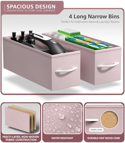 Sorbus Kids Narrow Dresser with 4 Drawers - Vertical Slim Storage Chest of Drawers with Steel Frame, Wood Top & Easy Pull Fabric Bins for Small Spaces, Closets, Bedroom, Bathroom & Laundry - color: Pink, style: 4 Drawer