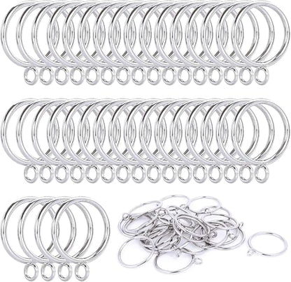 42 PCS Curtain Rings, 1.5 Inch Metal Curtain Drape Sliding Eyelet Rings-Hanging Rings for Curtains and Rods, Fits Up to 1 1/4-Inch Rod, Silver(Clips Not Included) - color: Silver