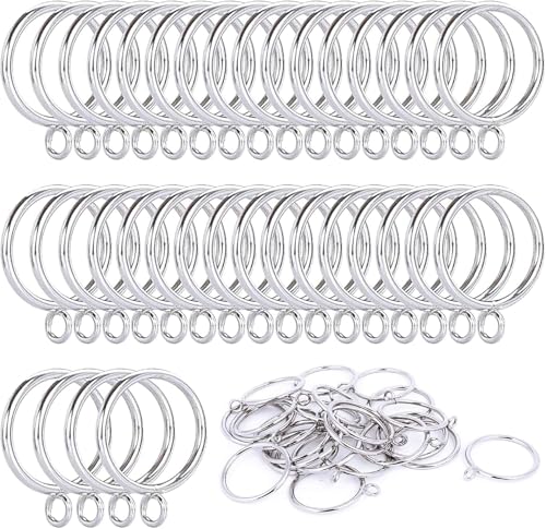42 PCS Curtain Rings, 1.5 Inch Metal Curtain Drape Sliding Eyelet Rings-Hanging Rings for Curtains and Rods, Fits Up to 1 1/4-Inch Rod, Silver(Clips Not Included) - color: Silver