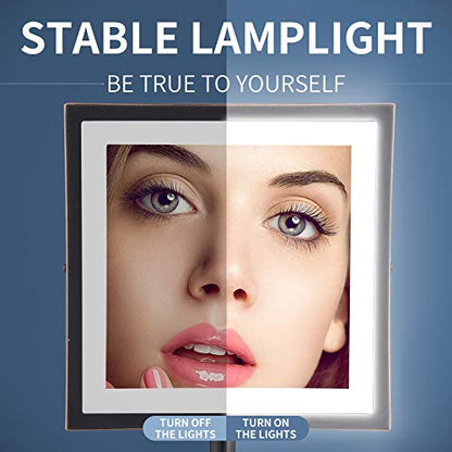 DOWRY Tabletop LED Lighted 5X Magnifying Square Makeup Mirror with Plug,8 Inch, Polished Oil Rubbed Bronze Finished - color: Oil Rubbed Bronze