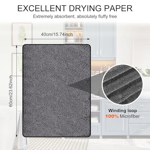 3 Pack Bath Drying Towel,Absorbent Microfiber Cleaning Cloth Fast Dry Drying Towel,Dusting Cloth Cleaning Rags Shower Cloth Towels for Cars,Bathroom,Kitchen,23.62×15.74'', Gray
