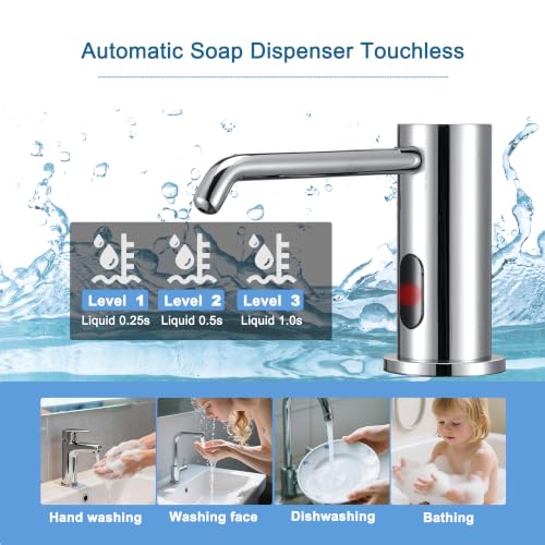 Touchless Automatic Soap Dispenser Sensor Built-in Sink Soap Dispenser | Electric Soap Pump Suitable For Home And Commercial Use Large Capacity 33.81oz Liquid Dispensing Accessory, Chrome - color: Liquid-chrome