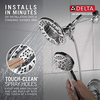 Delta Arvo 14 Series Chrome Shower Faucet Set with In2ition 2-in-1 Dual Shower Head with HandHeld Spray Combo, Valve Trim Kit, Chrome 142840-I (Valve Included) - color: Chrome
