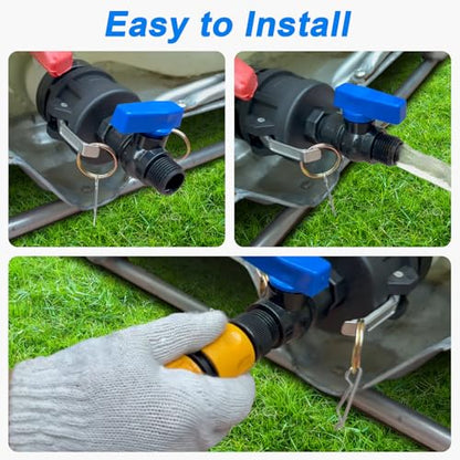 275-330 Gallon IBC Tote Hose Adapter, 2" Camlock Adapter, 2 "Fine, and 2" Coarse Thread,3/4" GHT PVC Faucet Garden Hose Connector