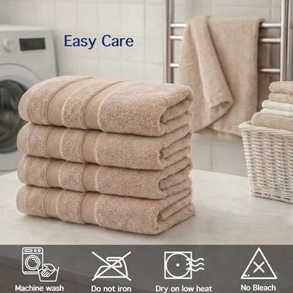 Soft Lightweight Hand Towels Set of 4, Rayon Made from Bamboo & Cotton Blend, Gentle Towels for Face and Hands, Guest Bathroom, Powder Room and Travel, 14 x 30 Inches, Brown - color: Brown, size: 4-Piece Hand Towel