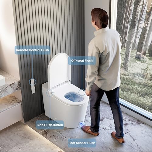 Smart Toilet with Bidet Built in, Foot Sensor, 1.28GPF(CD-K020) | Bidet Toilet with Wider Heated Seat, Warm Water & Dryer, Auto Flushing, Night Light, Remote Control - color: CD-K020