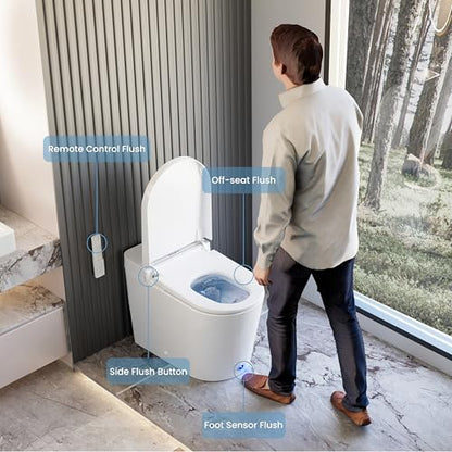 Smart Toilet with Bidet Built in, Foot Sensor, 1.28GPF(CD-K020) | Bidet Toilet with Wider Heated Seat, Warm Water & Dryer, Auto Flushing, Night Light, Remote Control - color: CD-K020