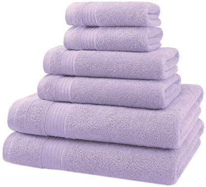 American Veteran Towel, 6 Piece Towel Set for Bathroom, 100% Cotton Turkish Bathroom Towels, 2 Bath Towels 2 Hand Towels 2 Washcloths, Lilac - color: Lilac, size: X Large 6 PC