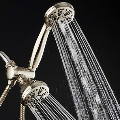 AquaDance Brushed Nickel High Pressure 3-way 48-setting Rain – Handheld Shower Head Combo – Angle Adjustable, Anti-Clog Jets, Tool-Free Installation - USA Standard Certified – Top U.S. Brand | Enjoy Two 6-Setting Rain & Hand Showerheads Separately or Toge