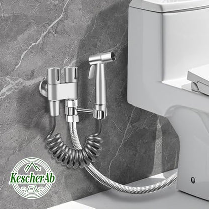Handheld Toilet Bidet Sprayer for Toilet | Adjustable Water Pressure Control with Complete Bidet Spray Hoses Kit for Feminine Wash, Cloth Diaper Sprayer for Baby Wash - color: Chrome