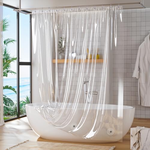 Titanker Clear Shower Curtain Liner, Plastic Shower Liner PEVA 72 x 72 Lightweight Waterproof Shower Curtains for Bathroom with Magnets and Rustproof Grommets - color: Clear, size: 72"W x 72"L (Pack of 1)