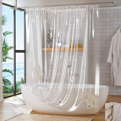 Titanker Clear Shower Curtain Liner, Plastic Shower Liner PEVA 72 x 72 Lightweight Waterproof Shower Curtains for Bathroom with Magnets and Rustproof Grommets - color: Clear, size: 72"W x 72"L (Pack of 1)
