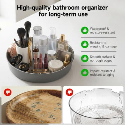 2PCS 9.8" Black Metal Lazy Susan Turntable Organizer | Non-Slip, Easy to Wipe, 360° Rotating Spinning Tray, For Cabinet, Pantry, Table Top, Fridge, Bathroom Vanity, Kitchen Decor