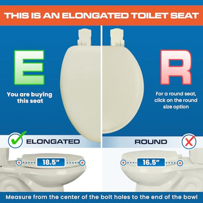 Plexon Soft Cushioned Toilet Seat, Elongated Bone, Slow-Close Lid & Seat, Quick-Release Hinge, Easy To Clean & Change - color: Bone, size: Elongated