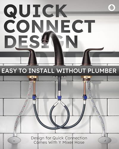 WOWOW Widespread Bathroom Faucet Oiled Rubbed Bronze Bathroom Sink Faucet 3 Hole Vanity Faucets 2 Handle Basin Faucet 8 Inch Mixer Tap with Pop Up Drain and Supply Hose - color: Oiled-Rubbed Bronze
