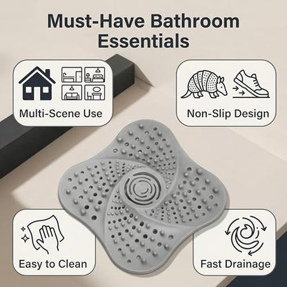 Drain Hair Catcher, 5.12 Inch Silicone Bath Drainer Protector Tub & Sink Hair Catcher for Flat Drains, Bathroom, Laundry, Kitchen & RV Use