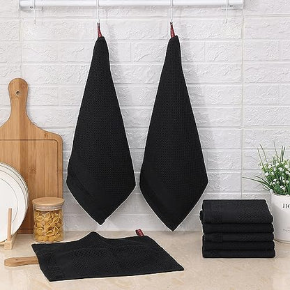 Homaxy 100% Cotton Dish Cloths, 8 Pack - 12 x 12 Inches, Black | Waffle Weave Super Soft and Absorbent Dish Towels Quick Drying Dishcloths, 12 x 12 Inches - color: Black, size: 12 X 12 - 8 Pack