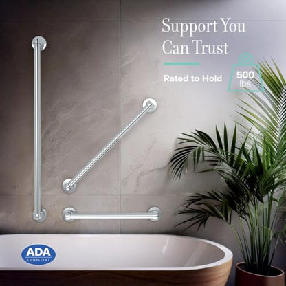 Gatco 624C Gibson 36" L Bathroom Grab Bar, Chrome, ADA Compliant Stainless Steel Safety Grab Bar - color: Chrome, size: 36''L