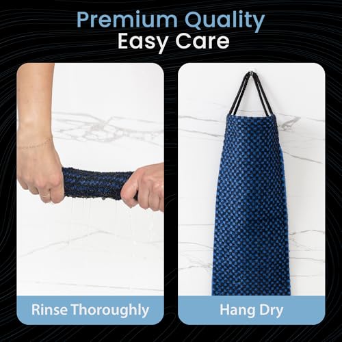 SHOWER BOUQUET Japanese-Exfoliating-Washcloth 2-Pack Charcoal & Silver Ion | Exfoliating Towel & Handles | 2-Sided Gentle Exfoliation & Deep Cleansing | Back & Body Wash Cloths for Shower | Blue + Green - color: Charcoal Blue + Charcoal Green, size: 1 Cou