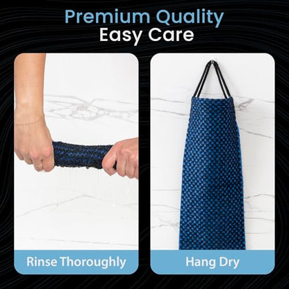 SHOWER BOUQUET Japanese-Exfoliating-Washcloth 2-Pack Charcoal & Silver Ion | Exfoliating Towel & Handles | 2-Sided Gentle Exfoliation & Deep Cleansing | Back & Body Wash Cloths for Shower | Blue + Green - color: Charcoal Blue + Charcoal Green, size: 1 Cou