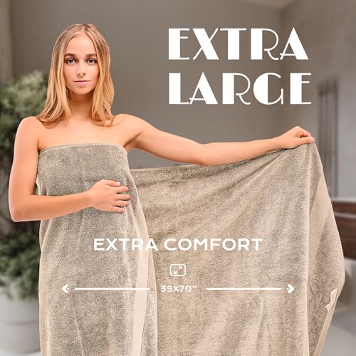White Classic Luxury Soft Bath Sheet Towels - 650 GSM Cotton Luxury Towels Extra Large 35x70 | Highly Absorbent and Quick Dry | Hotel Quality, Taupe, 2 Pack - color: Taupe, size: Bath Sheets, 2 Pack