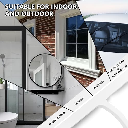 Shower Squeegee for Shower Glass, Bathroom Glass Cleaning Tool with Hook Mount, Squeegee for Glass Doors, Window Cleaning, Tile Shower Walls (White) - color: White