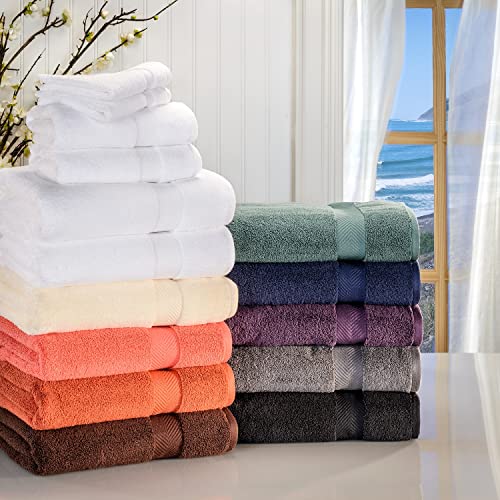 Zero-Twist Towel Collection, Luxurious Cotton Oversized 6-Piece Towel Set, Bath Towel 30" x 54", Hand Towel 16" x 30", Face Towel 13" x 13", Absorbent and Fast-Drying, White by Blue Nile Mills - color: White, size: 6 Piece Towel Set