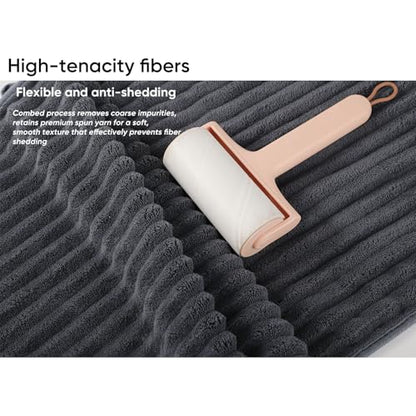 Luxury 2-Piece Quick-Dry Bath Towel Set 27.5X 55 Inches – Ultra Soft Microfiber for Bathroom, Bar, Pool, Gym & Travel – Elegant Twill Design - color: Darkgrey+lightgrey