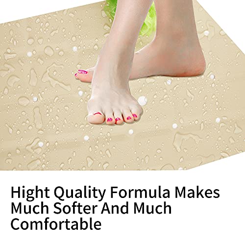 Webos Shower Mat for Textured Surface：Silicone Non Slip Shower Mat Without Suction Cups Foldable - Square Bath Mat for Reglazed Tub Textured Shower Floor (Beige, 21x21) - color: Beige