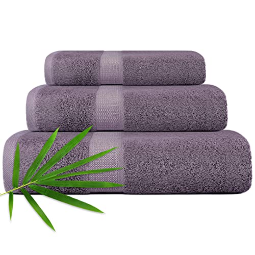 3PC Bathroom Towel Set for Face and Body, Sensitive Skin Lavender Purple Luxury Towels Set for Adult Students Kids Baby, Super Soft Highly Absorbent Towels Set for Bathroom 3 PC
