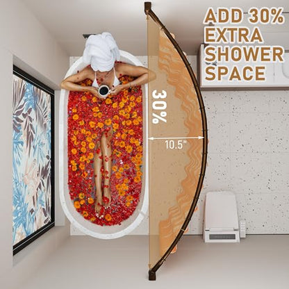 Curved Shower Curtain Rod, Need to Drill, 35-76 inches Adjustable Curved Shower Rod Rustproof Shower Rod Round Shower Curtain Rod for Bathroom, Bathtub, Stall, Stainless Steel, Bronze - color: bronze