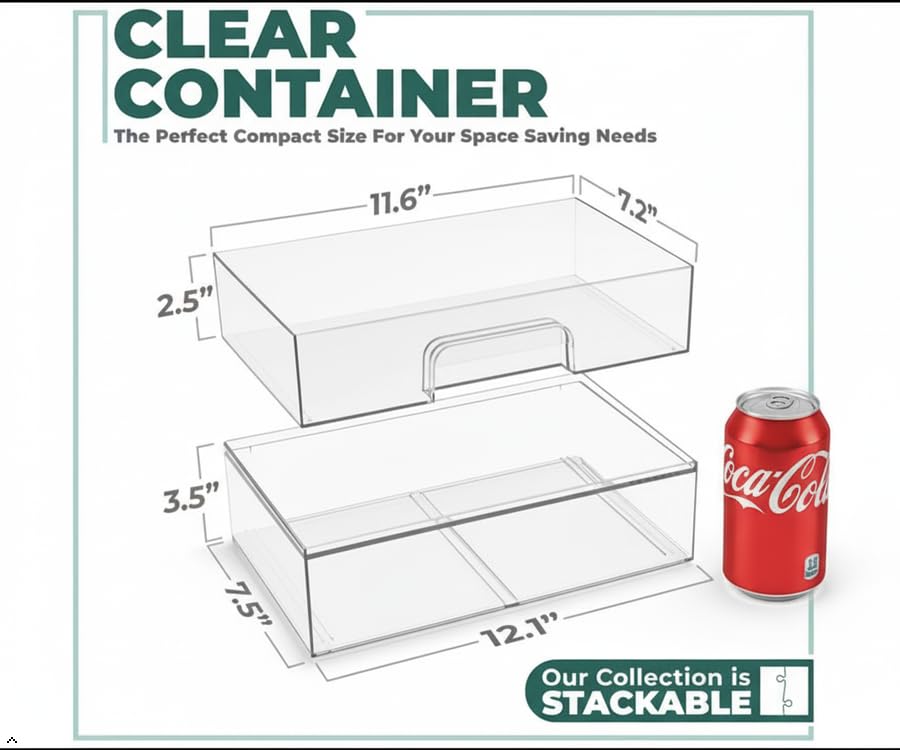 Sorbus Acrylic Storage Containers - 2 Pack, Stackable Storage Bins Set for Bathroom Organization - Clear Acrylic Drawer Organizers - Makeup Case Pull-Out Drawers (12.1’’ Wide) - size: 2 Pack, 12.1’’ Wide