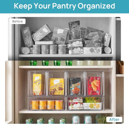 Vtopmart Clear Stackable Storage Drawers, 6 Pack Wide Tall Set | Wide and Tall Pull-Out PET Drawers with Stackable Design for Maximizing Space in Cabinets, Closets, Pantry - style: 2 Wide+4 Large