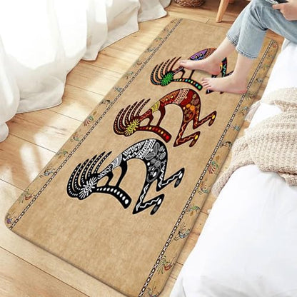 JAWO Southwestern Tribal Bathroom Rug, Geometric Retro Abstract Art, Memory Foam, Brown (17x48 inches) - color: Brown, size: 1'5" x 4' (Rectangular)