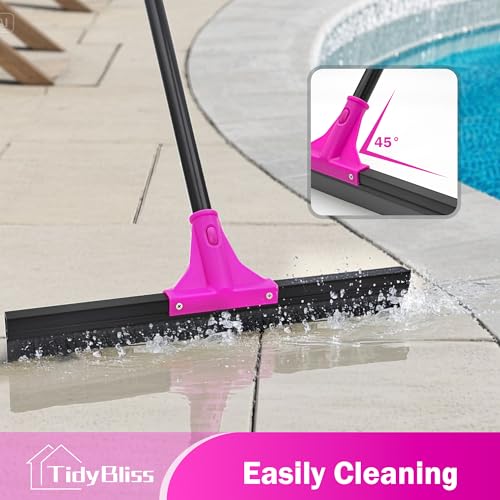TidyBliss Floor Squeegee Heavy Duty with 58.3 inches Long Handle, Rubber Foam Water Scraper Broom Epoxy Wiper Mop for Cleaning Concrete Pool Rug Garage Deck Shower Window Outdoor Indoor