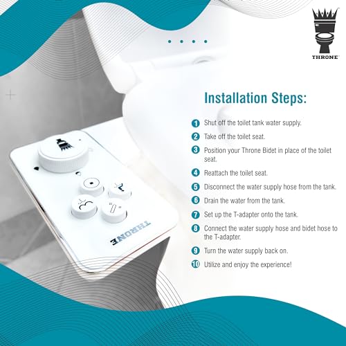 Throne Bidet Attachment for Toilet Seat USA Patented Easy Install (White) | Non-Electric Self Cleaning Cold Water Sprayer Double Nozzle (Frontal & Rear Wash) Bathroom Bidet Toilet Seat Attachment - color: White/White