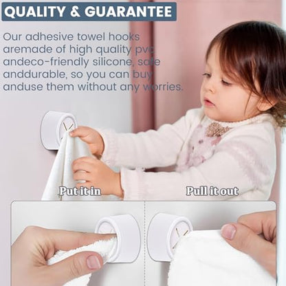 3-Piece Adhesive Towel Hook Set - White Silicone Claw Towel Holder for Kitchen, Bathroom, Outdoor Use - color: White