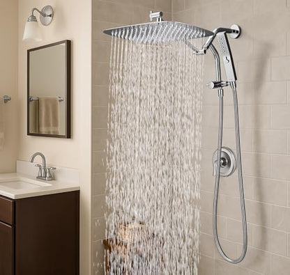 G-Promise 16 Inch All Metal Rain Shower Head with Handheld Spray (Chrome) | Suits Every Height, Pause Mode Diverter, Massage Mode Handheld, Full Body Coverage, Easy to Install, Modern Bath Upgrade - color: Chrome, size: 16 Inch