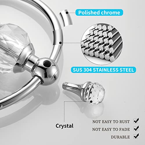 WOLIBEER Towel Ring,Crystal Hand Towel Holder,Round Towel Ring for Bathroom Wall Mounted Towel Hanger Bling Bathroom Accessories - size: Half-Round