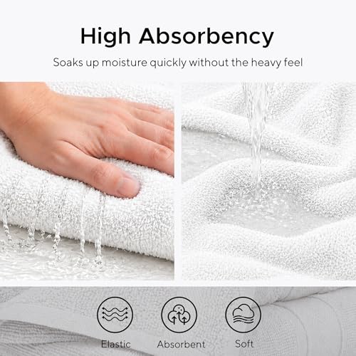 Veteran Textile LLC - 6 Pieces- Turkish Cotton - Luxury Towel Set for Bathroom & Kitchen, 2 Bath Towels, 2 Hand Towels & 2 WashCloths *Valued $79.99* (White) - color: White