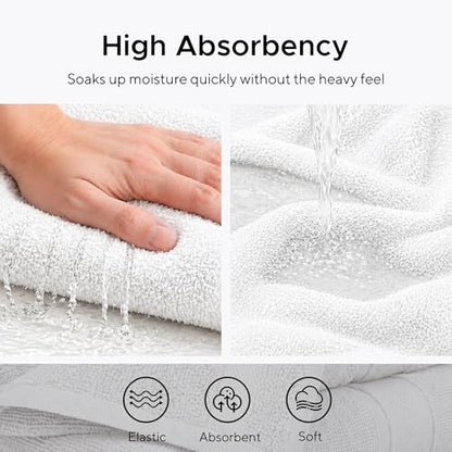 Veteran Textile LLC - 6 Pieces- Turkish Cotton - Luxury Towel Set for Bathroom & Kitchen, 2 Bath Towels, 2 Hand Towels & 2 WashCloths *Valued $79.99* (White) - color: White