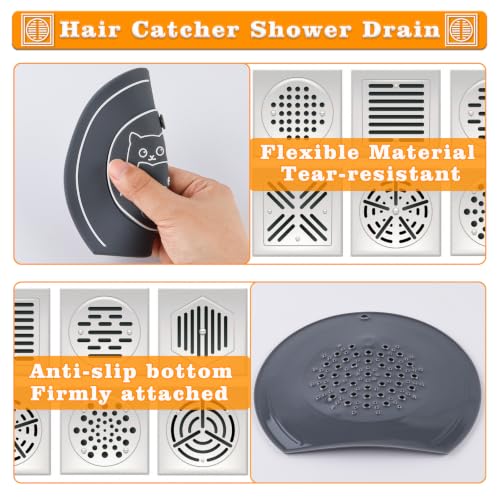 2-in-1 Silicone Bathtub Drain Hair Catcher & Stopper, Flat Suction Drain Cover for Shower Tub Sink Kitchen Laundry, Multi-Hole Filtration Anti-Clog Deodorizing Plug, Universal Fit with Easy Pull Tab