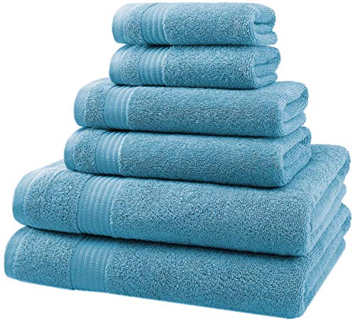 American Veteran Towel, 6 Piece Towel Set for Bathroom, 100% Cotton Turkish Bathroom Towels, 2 Bath Towels 2 Hand Towels 2 Washcloths, Sky Blue - color: Sky Blue, size: X Large 6 PC