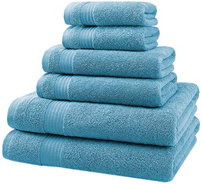 American Veteran Towel, 6 Piece Towel Set for Bathroom, 100% Cotton Turkish Bathroom Towels, 2 Bath Towels 2 Hand Towels 2 Washcloths, Sky Blue - color: Sky Blue, size: X Large 6 PC