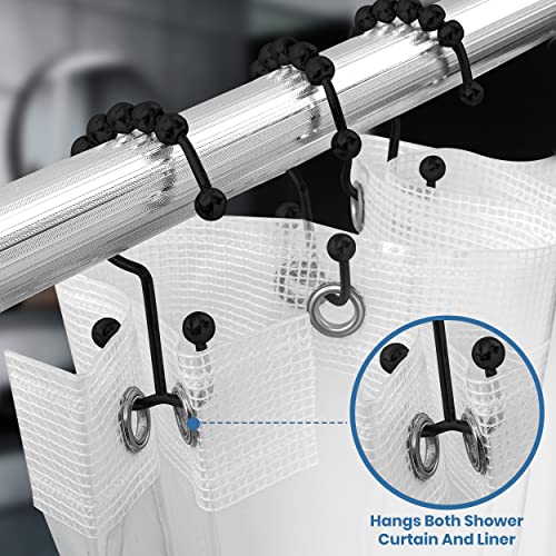 Utopia Bedding Double Glide Shower Curtain Hooks, 12 Pack, Black | Premium rust-resistant shower curtain rings provide reliable performance in bathrooms, guest rooms, and hotels - color: Black