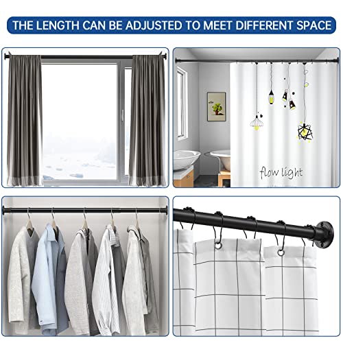 Industrial Shower Curtain Rod - 2-in-1 Design Tension Curtain Rod - Rustproof Non-Slip 27 to 43 Inch Stainless Steel, Matte Black Window Curtain Rod - color: Matte Black, size: 27-43 Inches