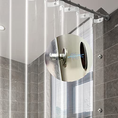 Clear Stall Shower Curtain Liner with Side Magnetic Clips, 48x72 | Close to Wall & Splash Guard, Bottom Magnets, 48 inch Width Narrow Plastic Shower Liner for Bathroom, 48 x 72 Inches - color: 8g.heavy-clear, size: 48"W x 72"L (Pack of 1)